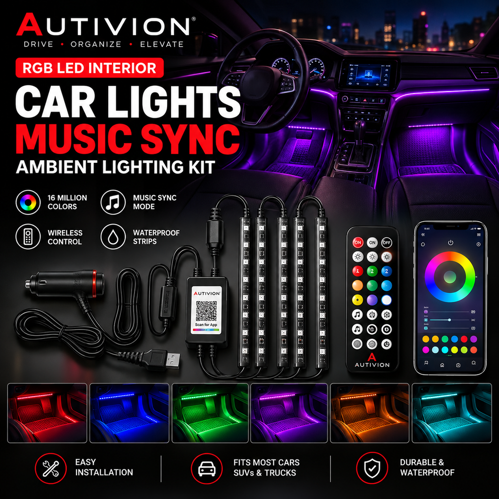 RGB LED Interior Car Lights – Music Sync Ambient Lighting Kit